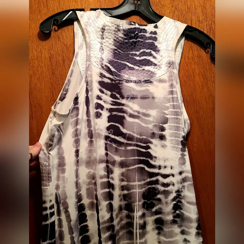 One World white&black tye dye crinkle stretch tuxedo dress szM BEAUTIFUL - Picture 3 of 9